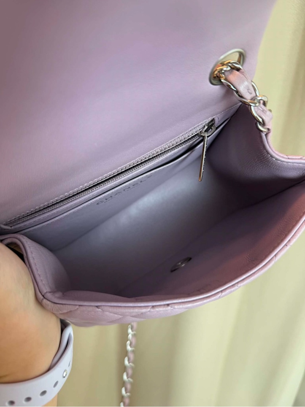 Chanel Dusty Mauve  Lambskin Mini Square Crossbody - Picture 9 of 9